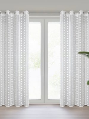 Zasłona gotowa ELENOR na przelotkach - kolor biały