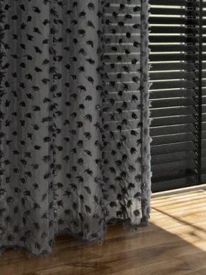 Zasłona gotowa AURELIA na przelotkach z materiału transparentnego - czarna