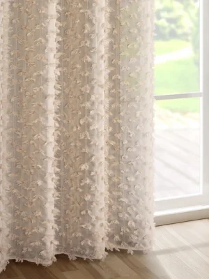 Zasłona gotowa AURELIA na przelotkach z materiału transparentnego - beżowa