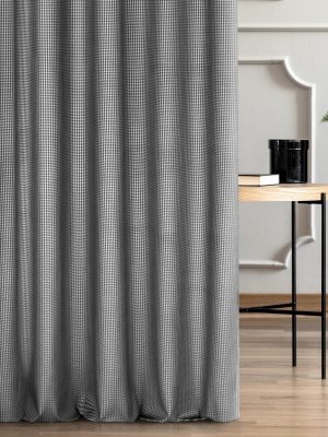 Tkanina zasłonowa DARCY welwetowa - kolor czarno-srebrny