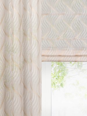 Tkanina firanowa RABI 6 BATYST PO CAŁOŚCI na metry – kolor biało-złoty