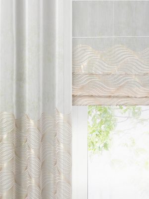 Tkanina firanowa RABI 6 BATYST 1 PAS na metry – kolor biało-złoty