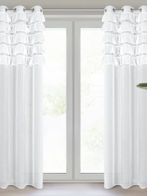 Firana gotowa AURA na przelotkach - kolor biały