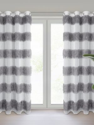 Firana gotowa MARGARET na przelotkach - kolor biało-srebrny