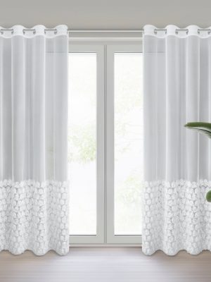 Firana gotowa ROSES na przelotkach - kolor biały