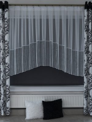 Firana z GIPIURĄ łuk na zamówienie - kolor biały